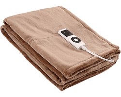 Comfeur Elektrische Verwarmde Bovendeken - Warmtedeken - 9 Warmtestanden - Snelle Voorverwarm functie & Timer - Automatische Uitschakeling - 180 x 120 cm - Bruin