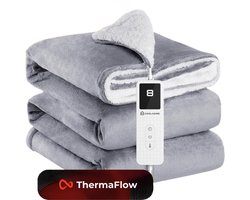 CoolHome HB25 Elektrische Warmtedeken - Elektrische deken met 9 warmtestanden - Flanel & Fleece - Afstandsbediening - Wasbaar - 130x180 cm - Donker Grijs