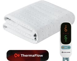 CoolHome UB25 Elektrische Onderdeken- 1 Persoons – 190x90 cm – 6 Warmtestanden - Dual zone– Timer & Oververhittingsbeveiliging - Extra zacht - Wit