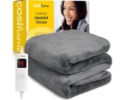 Cosi Home – Luxe Elektrische Deken van Kunstbont – 180 x 130 cm Warmtedeken met 9 Warmtestanden, 9-Uurs Timer en Oververhittingsbeveiliging – Machinewasbaar – Grijs