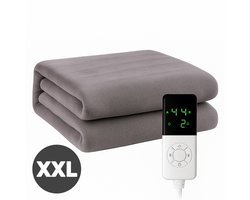 Dadson Elektrische Onderdeken – Tweepersoons 180×200 cm – 9 Warmtestanden – 190W – Automatische Uitschakeling – Oververhittingsbeveiliging – Polyester – Grijs