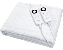 DistinQ Elektrische Onderdeken dubbel 100 Watt - 160x140 cm - tweepersoons - Automatische Uitschakeling - Oververhittingsbescherming - 5 Standen - Enkel onderdeken Wit
