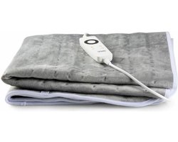 DOMO DO641ED Elektrische Deken - 80 x 150 cm - 1 Persoons - Warmtedeken - 6 Standen - Timer - Flanel Fleece - Grijs