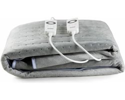 DOMO DO642ED Elektrische Deken - 140 x 160 cm - 2 Persoons - Warmtedeken - 6 Standen - Timer - Flanel Fleece - Grijs