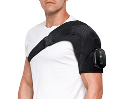 Draadloos schouderverwarmingskussen, schoudermassager, verwarmde schouderwrap met massage voor mannen en vrouwen, draaibare mouwschoudersteun, elektrisch verwarmd massage-schouderkussen, zwart