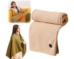 Draagbare elektrische verwarmde sjaal voor vrouwen - elektrische deken - electrische deken 1 persoons - elektrische deken draadloos - Drie temperatuurstanden - Abrikoos