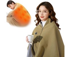 Draagbare USB Verwarmde Dekken Sjaal - met 3 Warmtestanden en Snel Opwarmen - Beige Sjaal Wikkel voor Vrouwen Mannen - voor Thuis Buiten Kantoor Gebruik - Groen