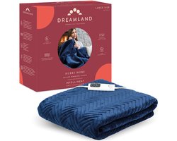 Dreamland 16990 Luxe opwarmdeken Herringbone donkerblauw