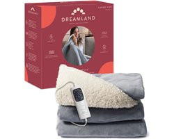 Dreamland 16993 Sherpa en fluwelen warmteplaid grijs