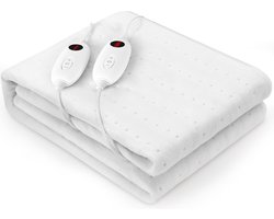 Dubbel warmteonderbed, 160 x 140 cm, met 8 uur automatische uitschakeling, 6 temperatuurniveaus, afneembare dubbele controller, machinewasbaar warmtebedonderlegger, matrasverwarming, warmrest HMTM-2411