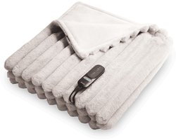 Duux Yentl Striped Elektrisch Warmtedeken 200x200 cm – 9 standen – Grijs