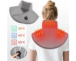 Elektrisch verwarmde schoudervullingen, nekondersteuning, met drie standen en warmtetherapie, warme sjaal Geschikt voor het ontspannen van schouders, nek en rug - grijs