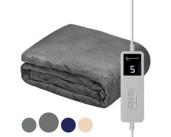Elektrische Deken 1 persoons - 180x130 cm- elektrisch deken - 3 Standen - 1 Persoons - Warmtedeken - Ideaal kerstcadeau warmte deken - electrische deken 1 persoons - Grijs antraciet