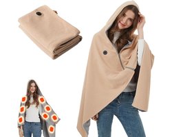 Elektrische deken - 150x80cm - Hoodie Deken - 3 Standen - Oplaadbare elektrische deken - elektrisch deken - electrische deken 1 persoons - Warmtedeken - Verwarmde deken - Draagbare verwarmde omslagdoek - USB-oplaadbaar - voor buiten, thuis