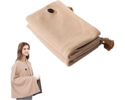 Elektrische deken - 150x80cm - Oplaadbare elektrische deken - Verwarmde deken - USB-aangedreven winterdeken - Draagbare verwarmde omslagdoek - Zachte verwarmde omslagdoek met snoer - Geschikt voor gebruik op kantoor - Beige