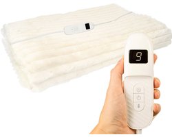 Elektrische Deken 160x120 cm - 9 Warmtestanden - Instelbare Timer - Fleece Warmtedeken Elektrisch - Electrische Deken 1 Persoons - Bovendeken - Creme - Silvergear