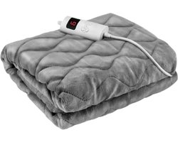 Elektrische Deken - 180 x 130 CM – XL 2 Persoons - Warmtedeken Met 3 Standen EN Timer - Wasbaar - Grijs