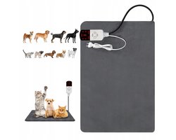 Elektrische Deken - 9 Temperatuurstanden - Wasbaar - Zacht en Comfortabel - voor Katten en Honden - 45 x 45 cm - Grijs