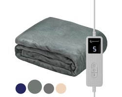 Elektrische Deken Bovendeken - 180x130 cm - Automatische Uitschakeling - Oververhittingsbescherming - 3 Standen - 1 Persoons - Warmtedeken - Olive green - Ideaal kerstcadeau