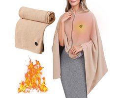 Elektrische Deken Draagbare Verwarmde Sjaal Voor Vrouwen Heated Shawl Blanket USB Heated Blanket Electric Shawl 3 Temperatuurstanden Snelwarmende Deken Opvouwbaar Drie Verwarmingsniveaus Abrikoos Kleur