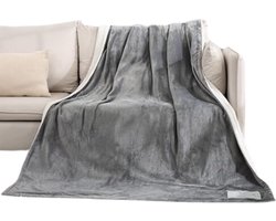 Elektrische Deken - Met Afstandsbediening - Beddeken - Fleece - 180 x 130 cm - 4 Temperatuurstanden - Zilver Grijs