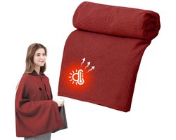 Elektrische deken - Oplaadbare elektrische deken - Verwarmde deken - USB-aangedreven winterdeken - Zachte verwarmde sjaal met snoer - Geschikt voor kantoorgebruik - Bordeauxrood 150x80cm