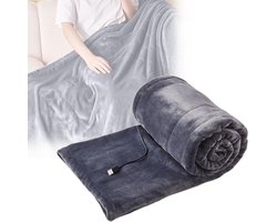 Elektrische deken - USB draagbare elektrische deken - Flanellen elektrische deken - Drie verwarmingsniveaus - 180 * 80 cm - Snelle verwarming - Comfortabel en zacht - Geschikt voor banken, stoelen, thuis, kantoor, buiten, enz - Grijs