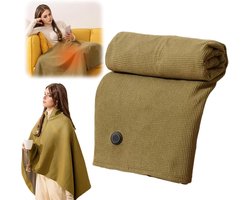 Elektrische deken - USB-verwarmde sjaal - Eenpersoons elektrische deken - Synthetische vezels 150x80cm Groen - Powerbank niet inbegrepen