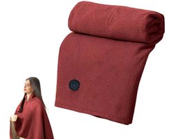 Elektrische deken - USB-verwarmde sjaal - Eenpersoons elektrische deken - Synthetische vezels 150x80cm Rood - Powerbank niet inbegrepen