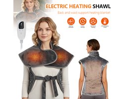 Elektrische Deken - Verwarmende Schouderdeken - 94x61cm - 6 Warmtestanden & Timer - Zachte Stof & Machinewasbaar - Voor Rug, Nek & Schouders - Kantoor & Thuisgebruik