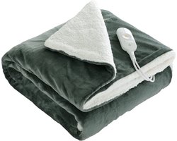 Elektrische Deken - Warmtedeken - Elektrische Deken 2 Persoons - Elektrische Bovendeken - Elektrische Knuffeldeken - Knuffelwarmtedeken - Wasmachinebestendig - 180 x 130 cm - Grijs