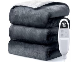 Elektrische Deken- XXL- 200×180 cm – Extra Grote Warmtedeken met 6 Warmtestanden, Automatische Uitschakeling & Oververhittingsbeveiliging – Wasbare Elektrische Verwarmingsdeken voor Bed en Bank