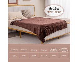 Elektrische Dekendeken 180x130 cm met 4 Warmtestanden en Timer - Wasbaar Flanellen Warmtedeken