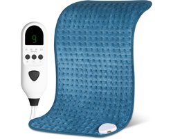 Elektrische dekens - Verwarmende mat met automatische uitschakeling, 40 x 76 cm elektrische verwarmingsband met digitale bediening, machinewasbaar, blauw, geschikt voor het verwarmen van lichamendeel (bijv. voeten, benen)