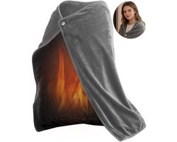 Elektrische dekens - Warmtedeken - 100x70cm - Oplaadbaar - USB - - Met knopen - Zachte flanel - Verwarmde deken - Draagbare elektrische deken op batterijen - Draagbare verwarmde deken - Dames en Heren - Grijs