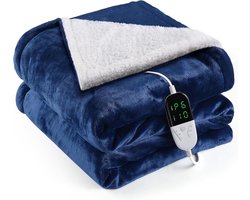 Elektrische omslagdeken 1 persoons 180x150 cm - Fleece - Blue - Quality Heating