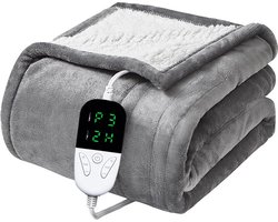 Elektrische omslagdeken 1 persoons 180x150 cm - Fleece - Grijs - Quality Heating