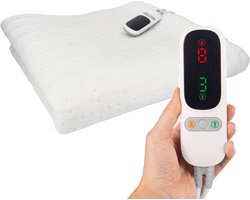 Elektrische Onderdeken 190x90 cm - 6 Warmtestanden - Instelbare Timer - Fleece Warmtedeken Elektrisch - Electrische Deken 1 Persoons - Wit - Silvergear