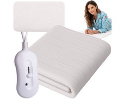 Elektrische Onderdeken - Eenpersoons - 150 x 80 cm - Extra snel warm - 3 Standen - Anti-allergisch - Antibacterieel - Uitwasbaar - Oververhittingsbeveiliging - Wit - Zivanto