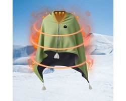 Elektrische onderdeken – Groen – 150 × 80 cm – Warmtedeken – 3 warmtestanden – Draagbare verwarmde shawl – Zonder powerbank