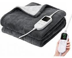 Elektrische Warmtedeken 130x180 cm - Elektrisch Deken Wasbaar - Bovendeken & Warmtedeken - 8 Warmtestanden - Verwarmingsdeken 147W - Warmte Deken Automatische Uitschakeling - Donkergrijs
