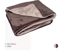 Elektrische warmtedeken fleece - 160×120 cm - 3 warmtestanden - Warmyou Cuddels - Bruin/beige