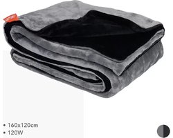 Elektrische warmtedeken fleece - 160×120 cm - 3 warmtestanden - Warmyou Cuddels - Zwart/grijs