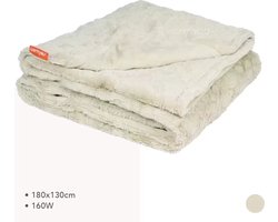 Elektrische warmtedeken fleece 180×130 cm - 10 warmtestanden - Warmyou Luxum XL - Taupe/Creme