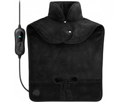 Goliving Elektrische Deken Voor Rug en Nek - Elektrische Warmtedeken - 3 Warmtestanden - Timerfunctie - Machinewasbaar - 100 Watt - 60 x 90 cm - Micro Pluche - Zwart