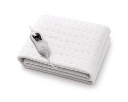 Goliving Elektrische Onderdeken – 1–Persoons – Warmtedeken – Elektrische Deken – 3 Warmtestanden – Timerfunctie – 60 Watt – Polyester – 150 x 80 cm – Wit