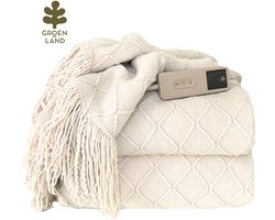 Groenland BOHEM Warmtedeken voor je bank | Elektrische deken | Verwarmde deken | White Clay 180x130cm | Bovendeken