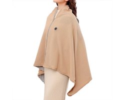 Hoodie Deken Fleece -150x80cm - 3 Standen - Warmtedeken - Cape-Warmtedeken Oplaadbaar - Verwarmde Hoodie Dames en Heren - USB-oplaadbaar - Kan verwarmd worden met mobiele stroom - voor kantoor, bank, reizen en kamperen - Khaki