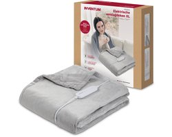 Inventum HB185G elektrische verwarmde bovendeken 180x130 cm - Eenpersoons - 4 warmtestanden - Uitwasbaar - Automatische uitschakeling - Fleece - Lichtgrijs