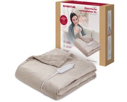 Inventum HB185T elektrische verwarmde bovendeken 180x130 cm - Eenpersoons - 4 warmtestanden - Uitwasbaar - Automatische uitschakeling - Fleece - Taupe